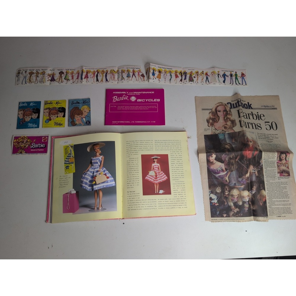 Mixed Lot Of Vtg Barbie Ken Midge Memorabilia Booklet Marco Tosa Book Newspaper